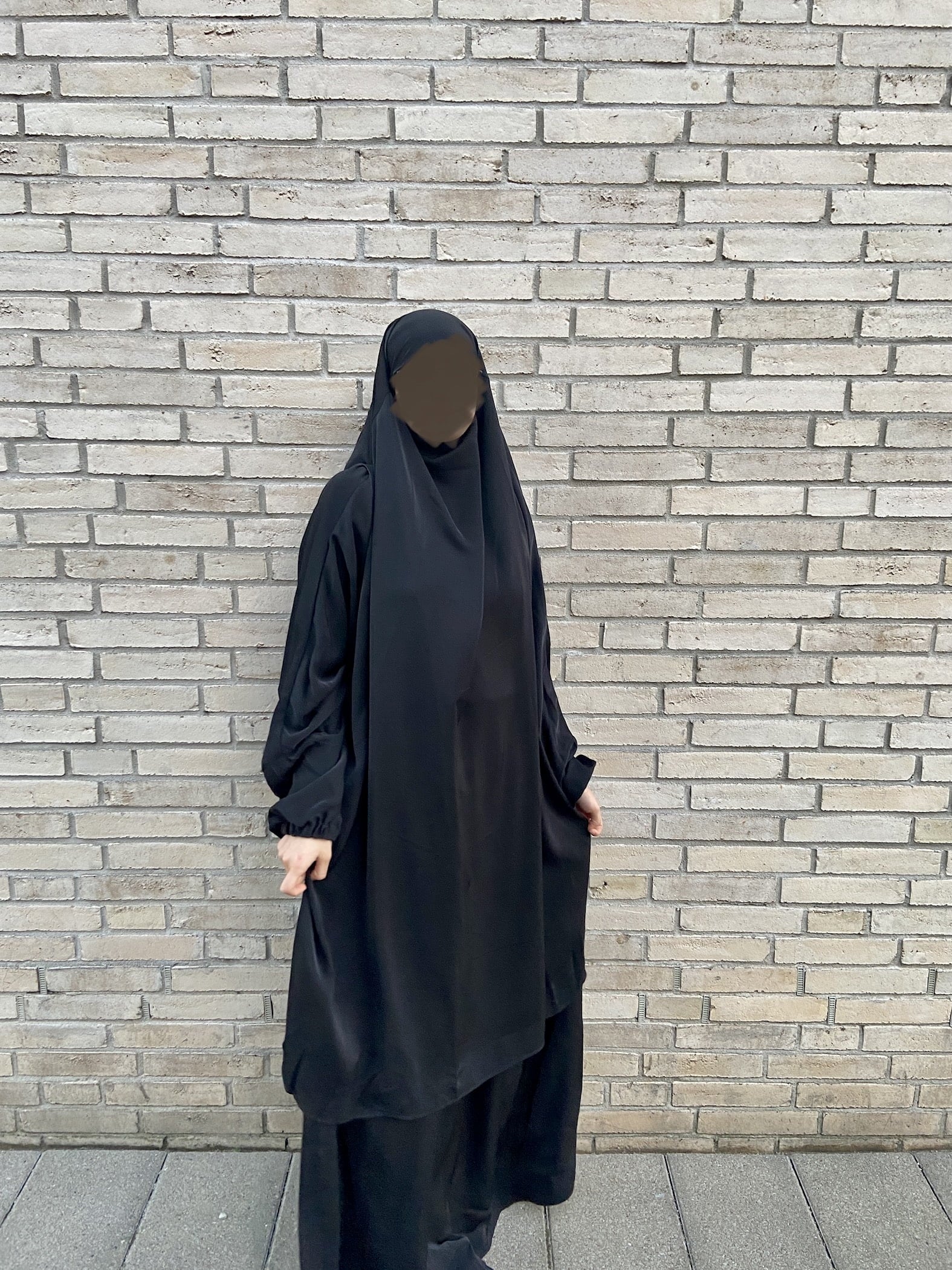 2-Teiler Jilbab Schwarz Medina Seide