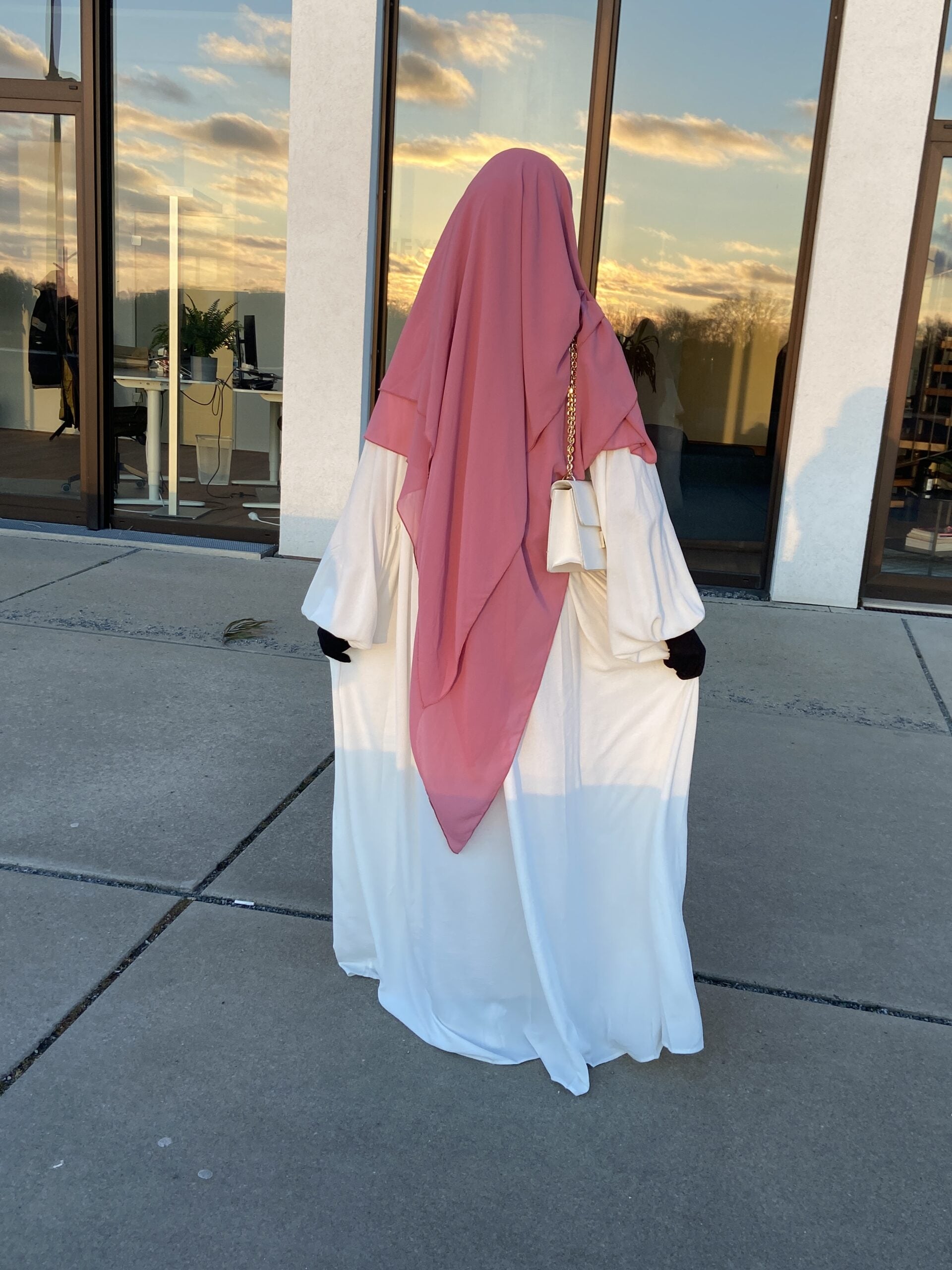3-lagiger Chiffon Khimar rosa