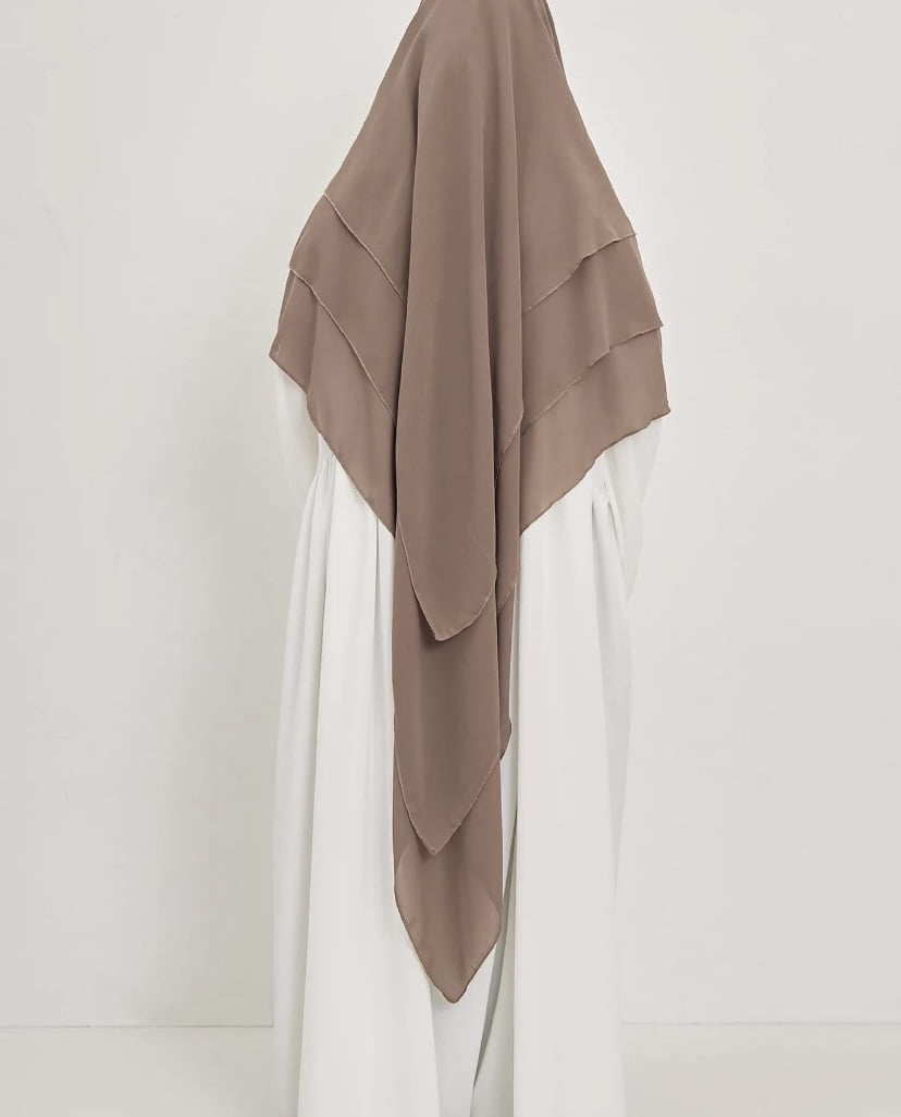 3-lagiger Chiffon Khimar Taupe
