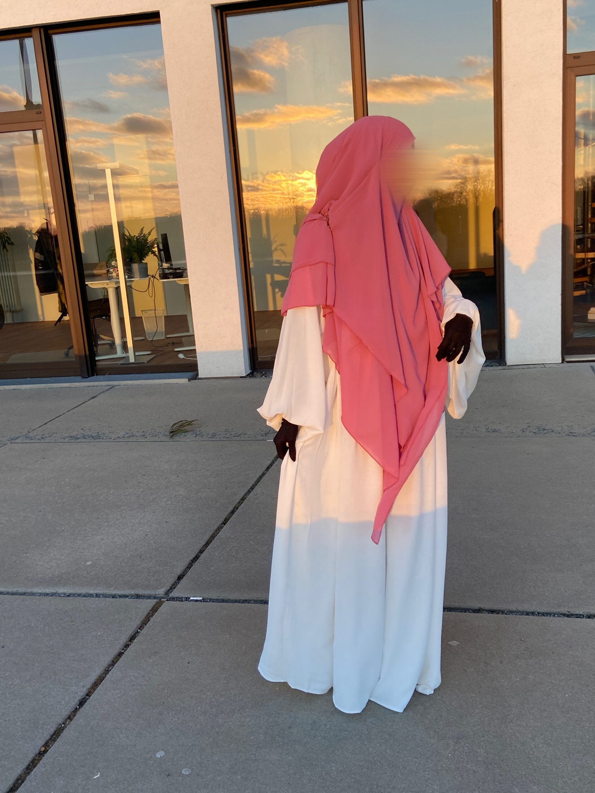 3-lagiger Chiffon Khimar rosa
