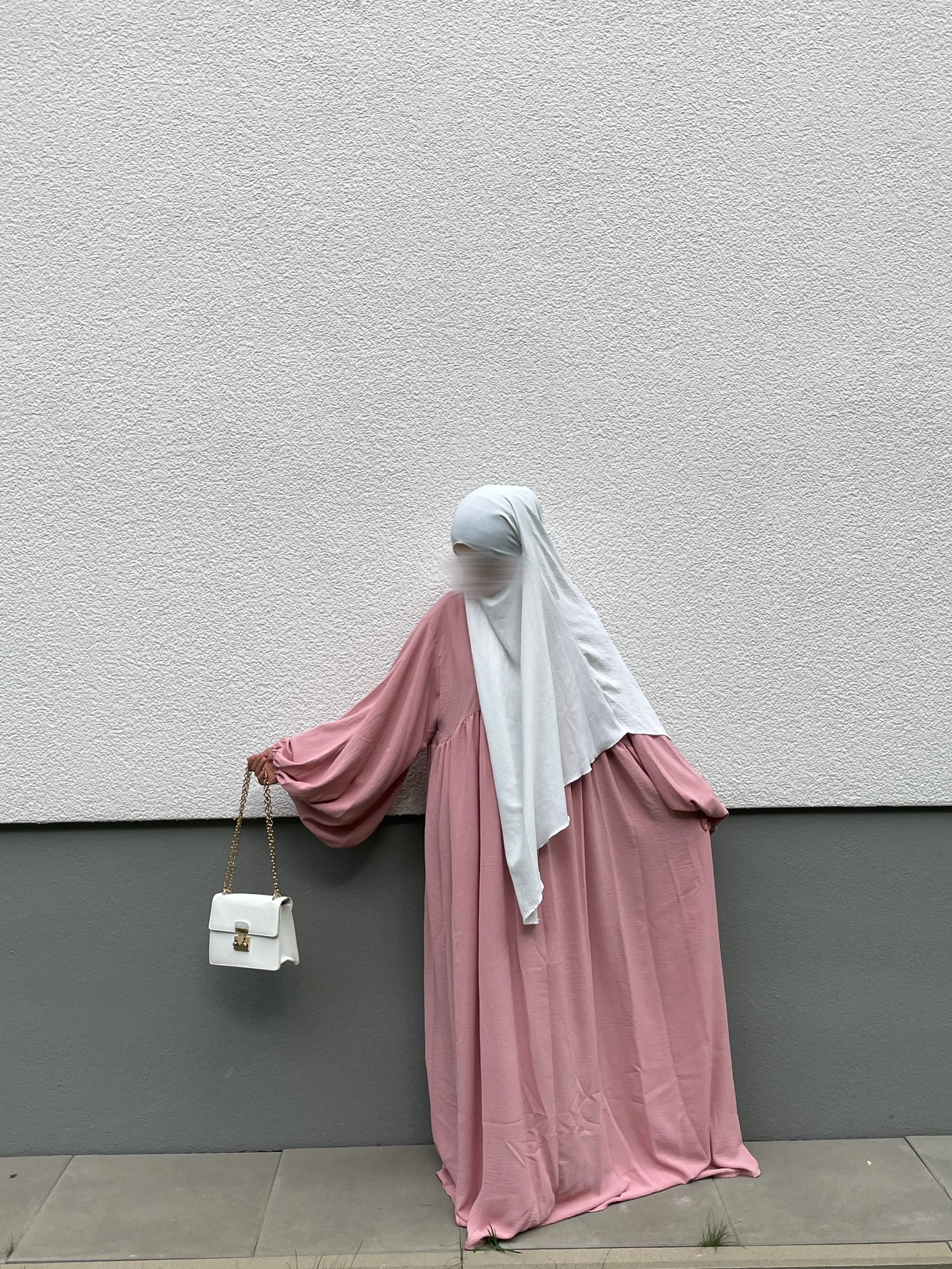 Ballonärmel Abaya Rosa