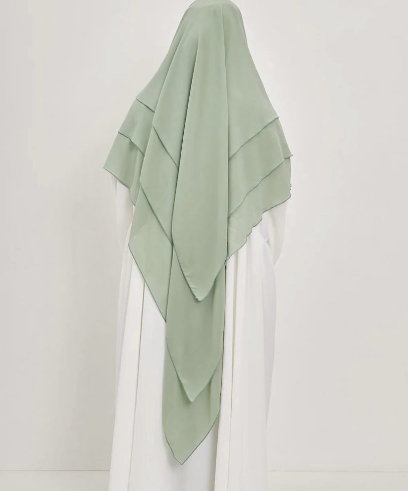 3-lagiger Chiffon Khimar mintgrün