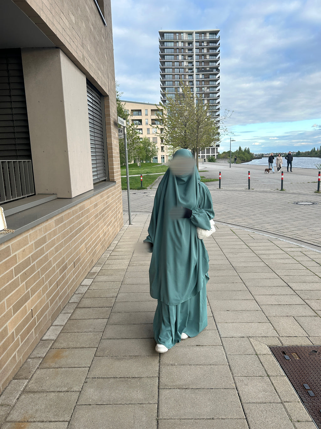 2-Teiler Jilbab Petrol Medina Seide