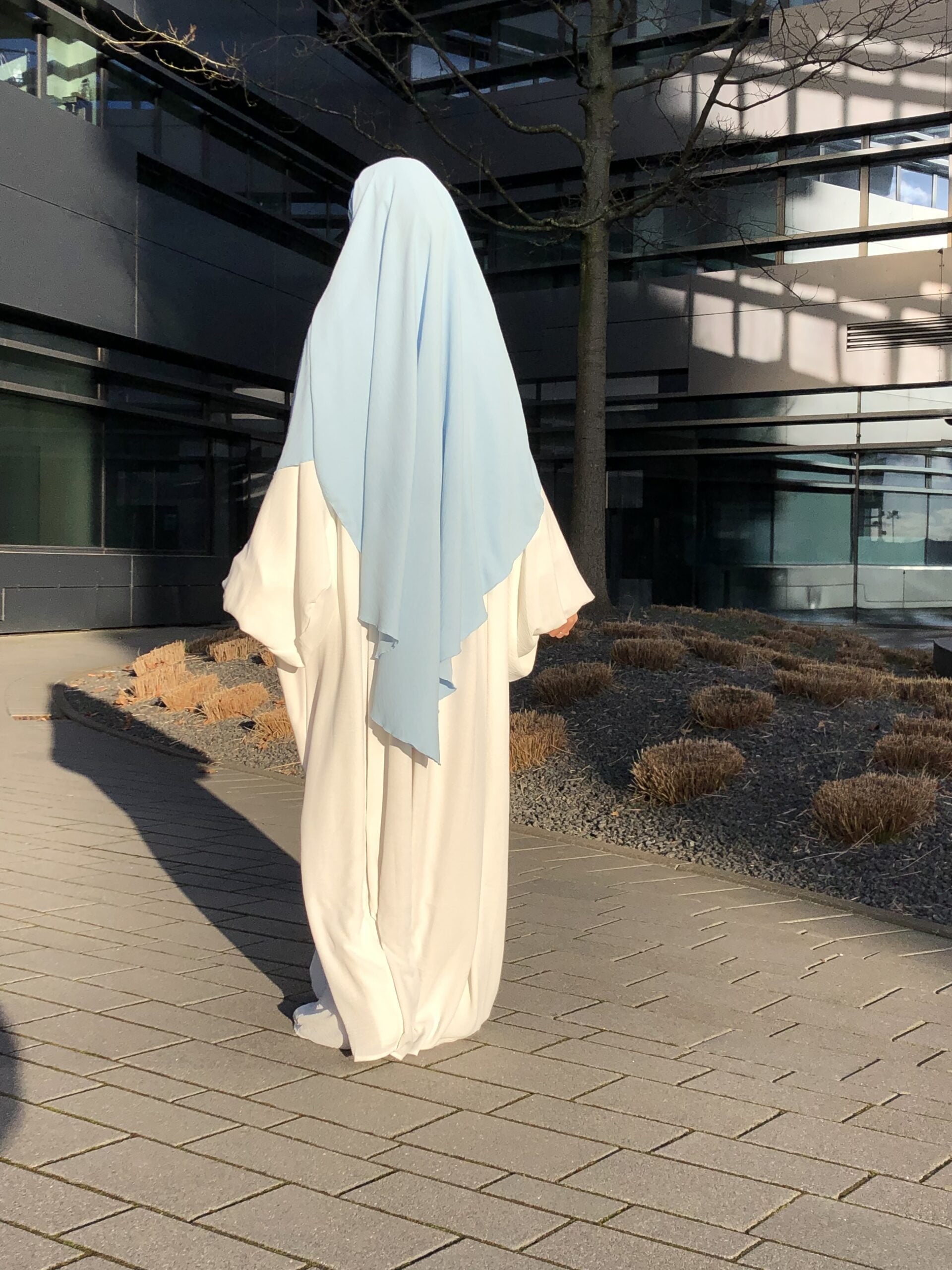 Ballonärmel Abaya Weiß