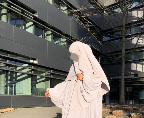 160cm Ballonärmel Abaya selma hellgrau