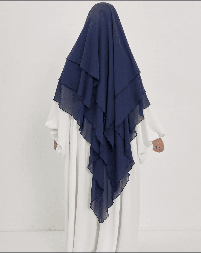 3-lagiger Chiffon Khimar Dunkelblau