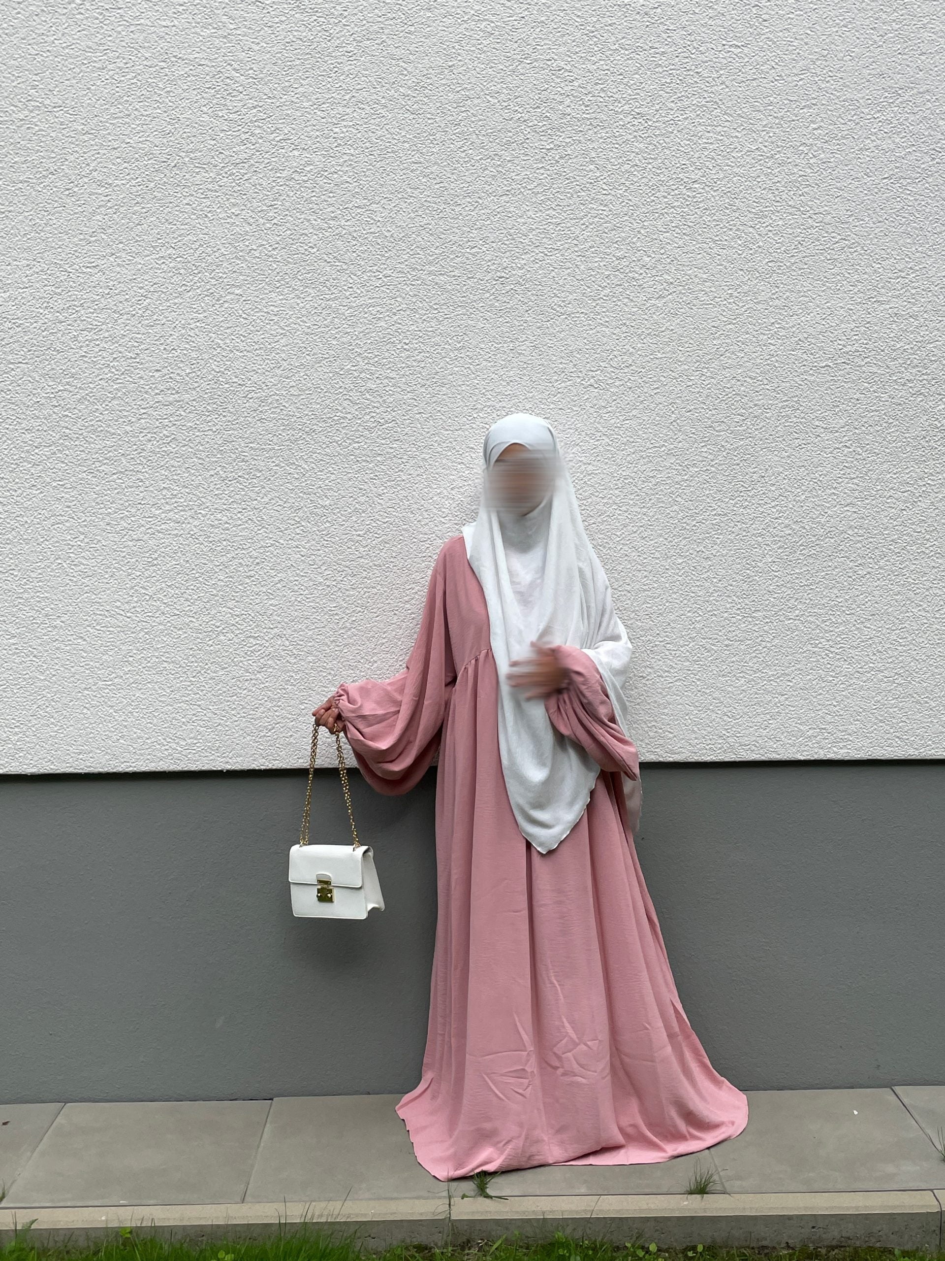 Ballonärmel Abaya Rosa