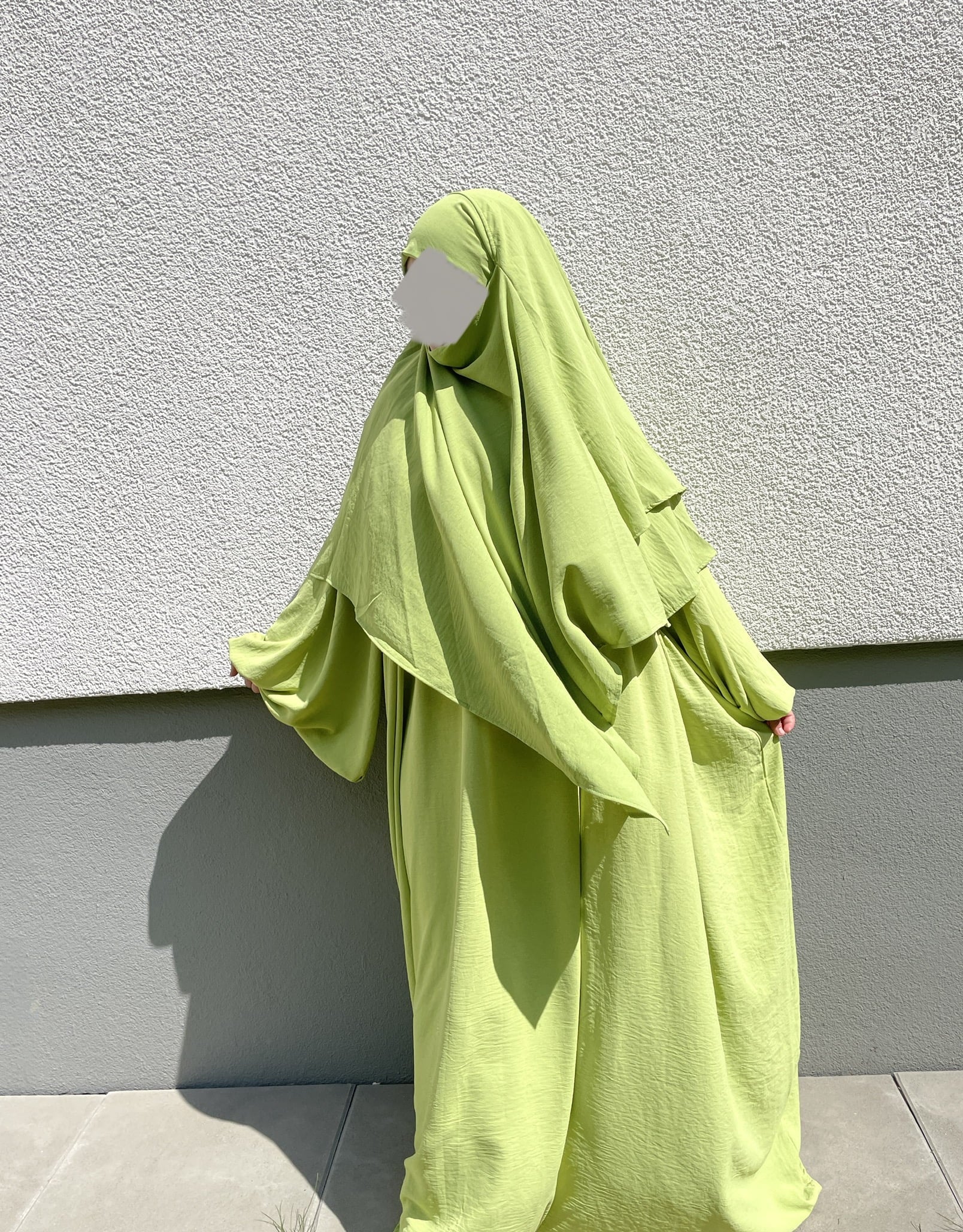Ballonärmel Abaya Giftgrün