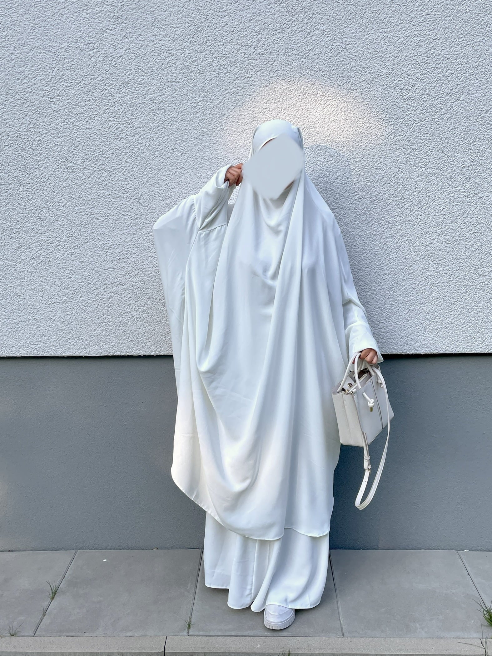 2-Teiler Jilbab Medina Seide Weiß