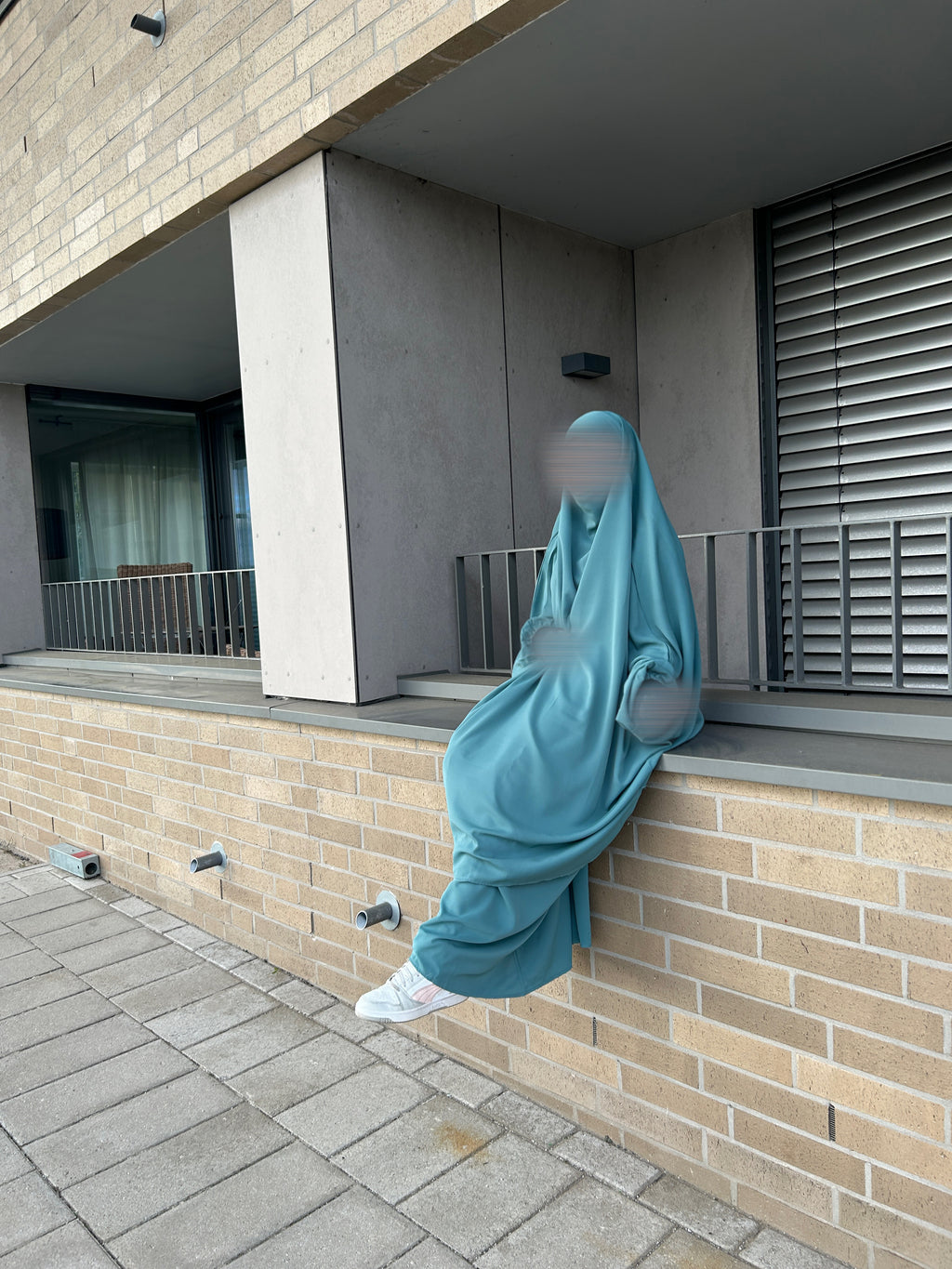 2-Teiler Jilbab Petrol Medina Seide