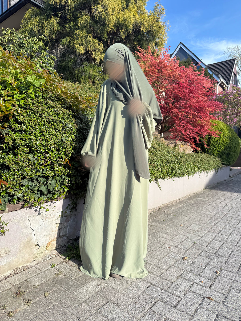 Ballonärmel- Abaya Medina  Khaki hell