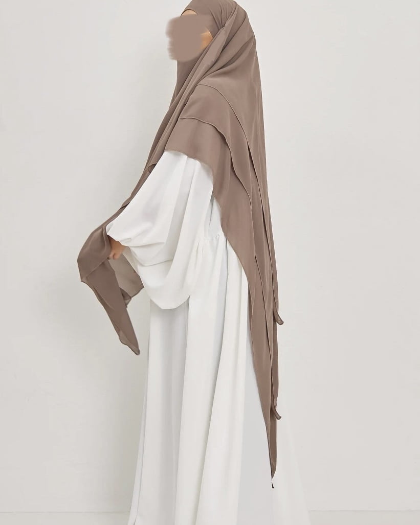 3-lagiger Chiffon Khimar Taupe