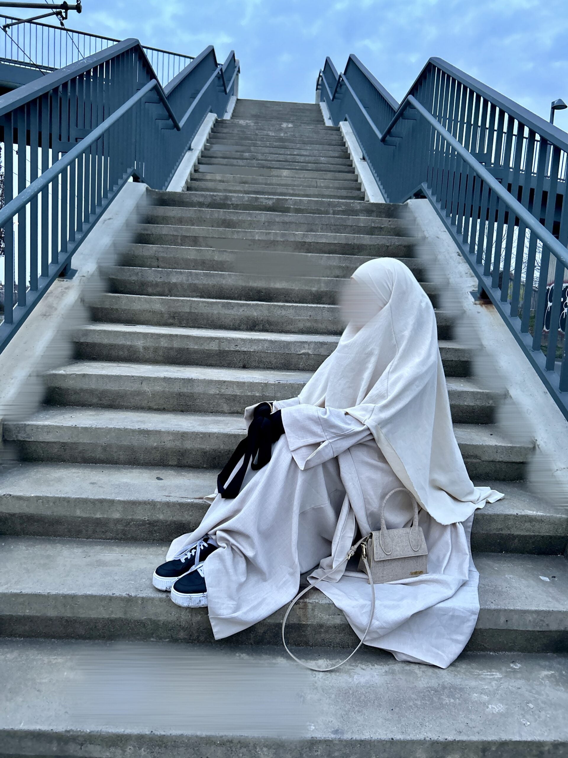 2 Teiler Leinen Abaya Beige