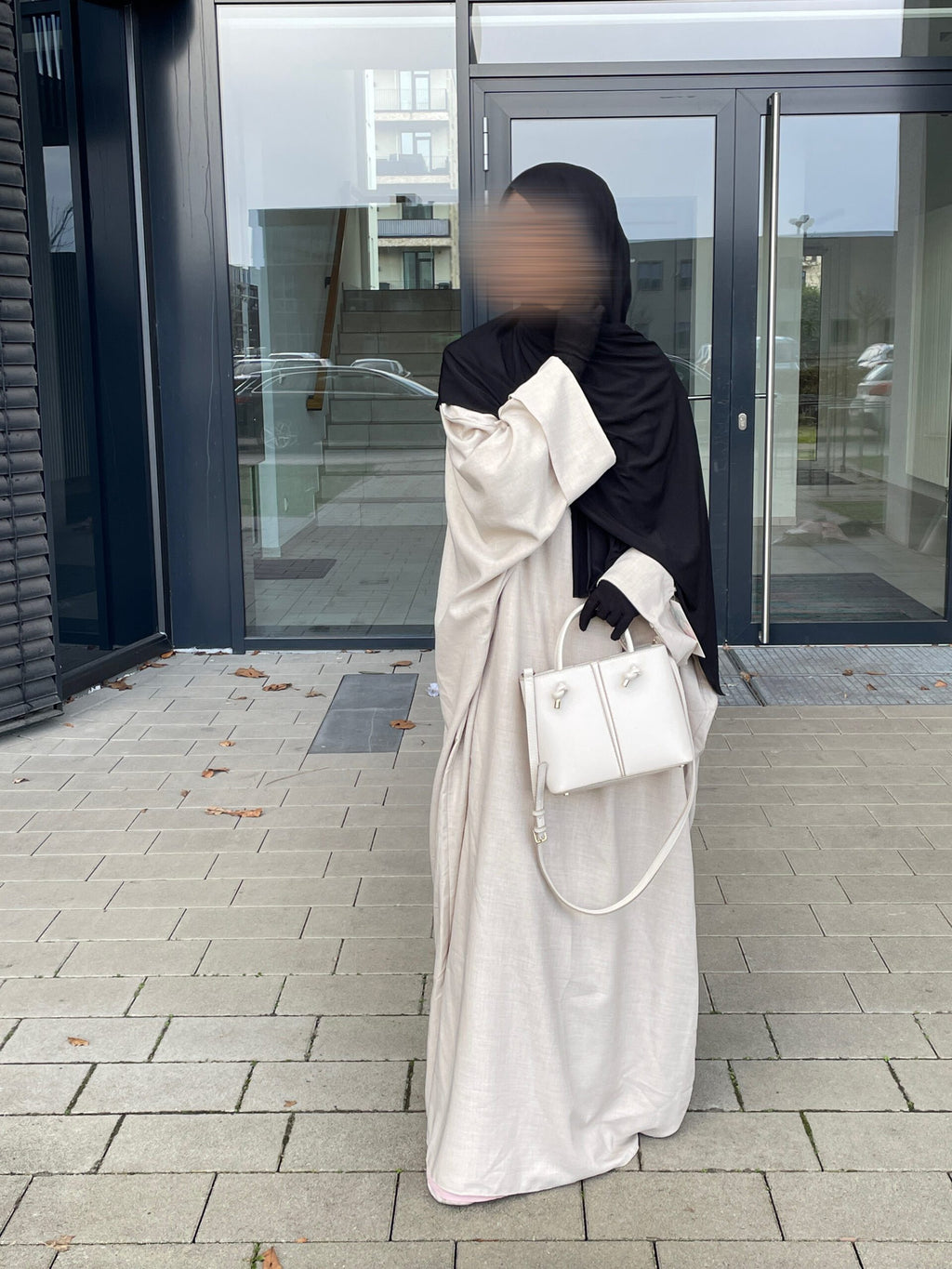 Leinen Abaya beige