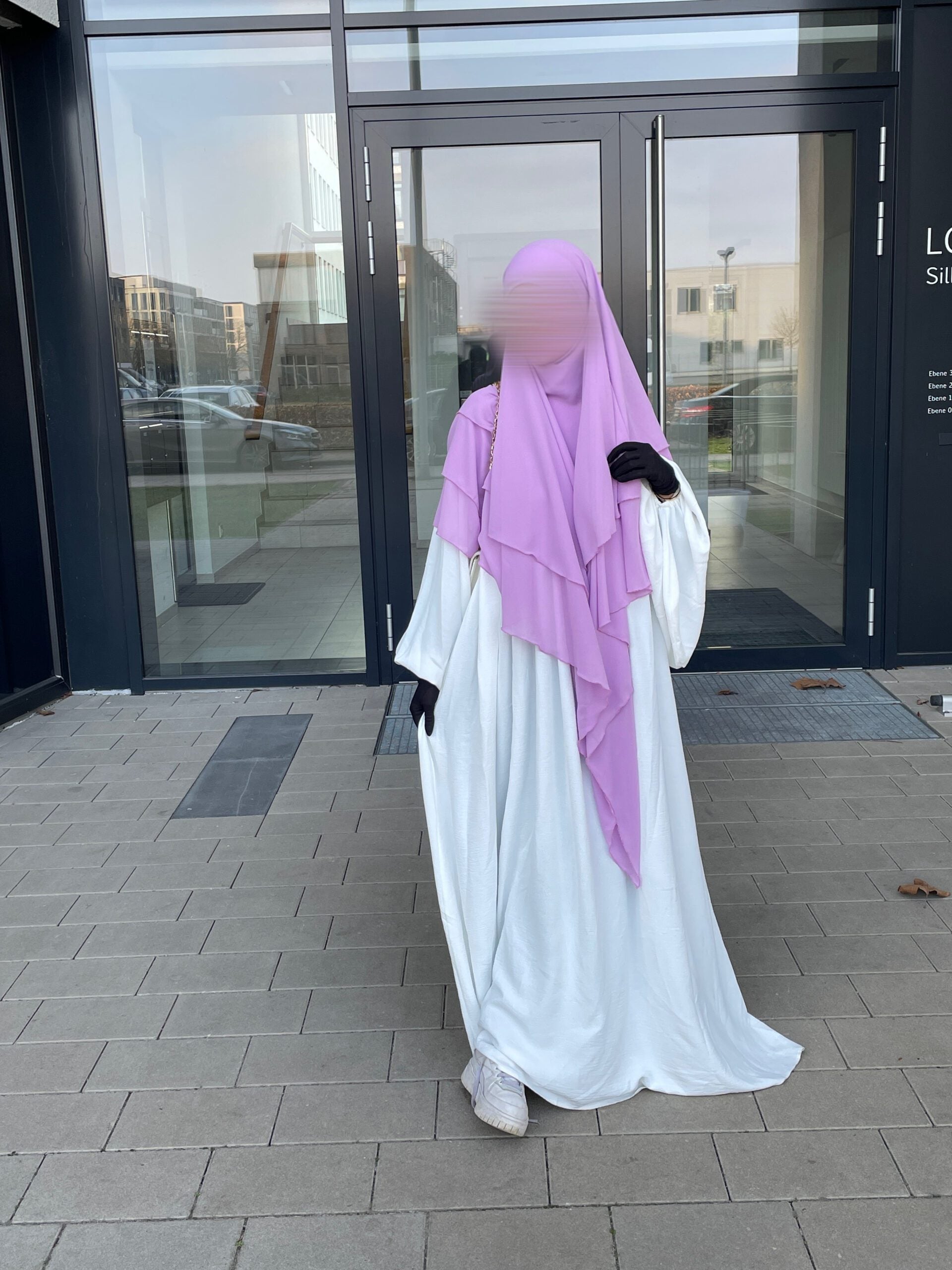 3-lagiger Chiffon Khimar  Flieder