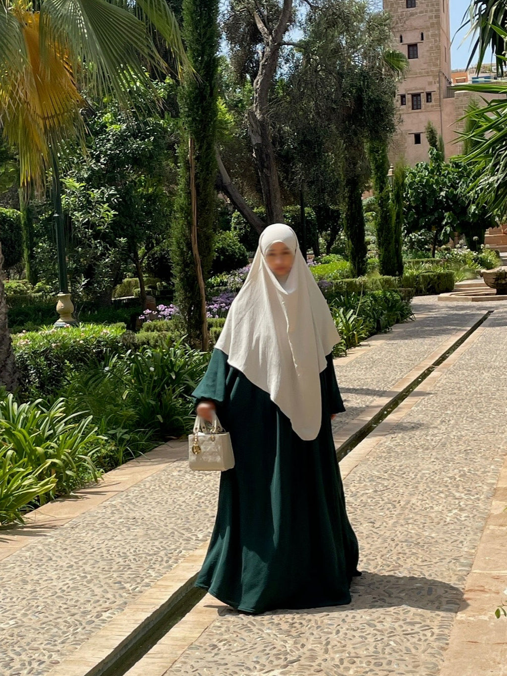 Ballonärmel Abaya Dunkelgrün