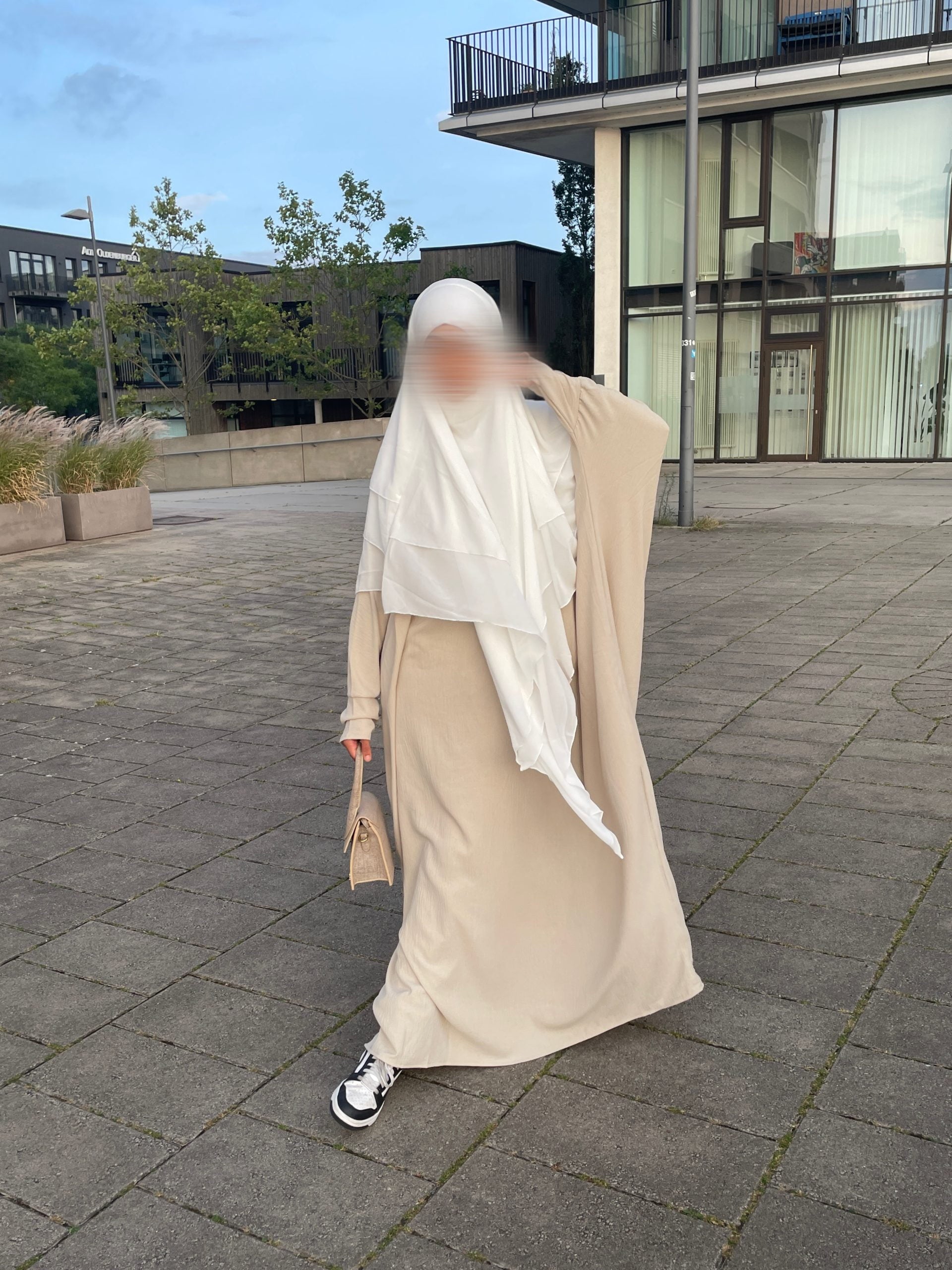 3-lagiger Chiffon Khimar weiß
