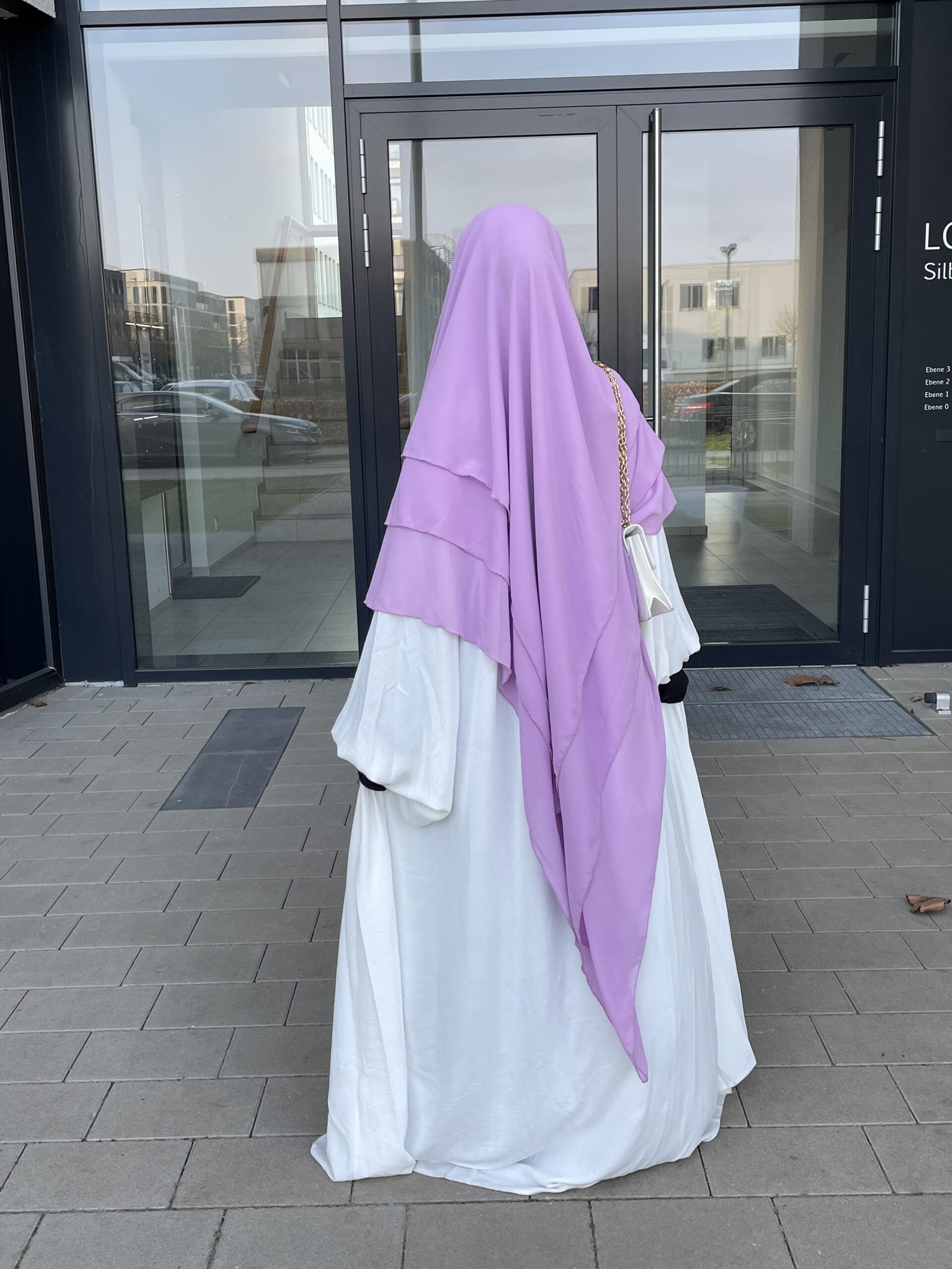 3-lagiger Chiffon Khimar  Flieder