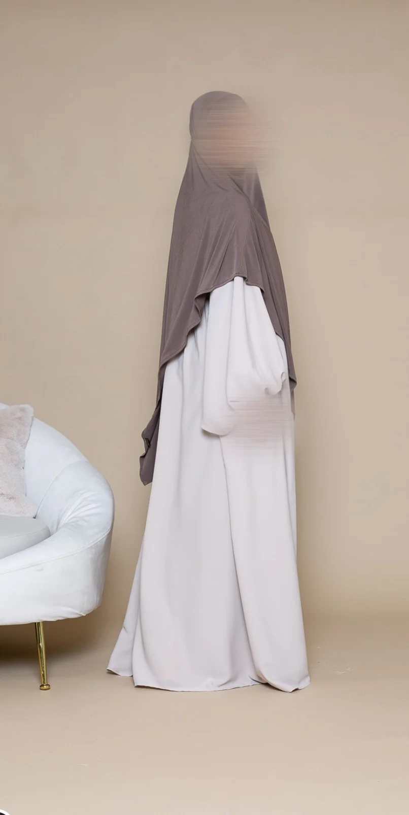 Ballonärmel Abaya Beige Jazz – Bild 3