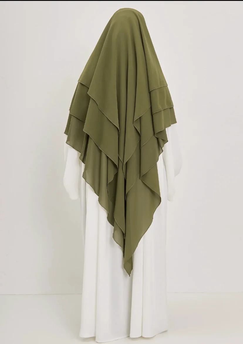 3-lagiger Chiffon Khimar Khaki