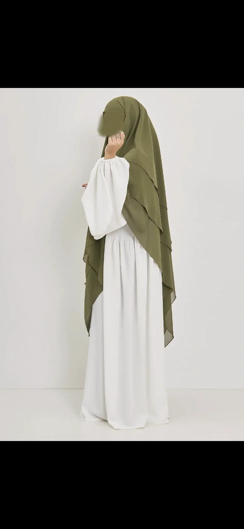 3-lagiger Chiffon Khimar Khaki – Bild 2