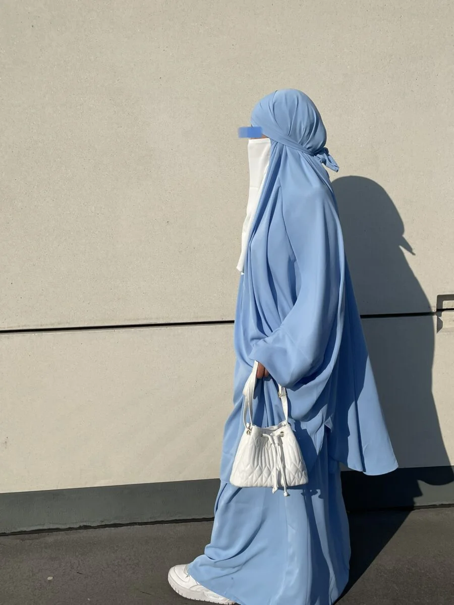 2-Teiler Jilbab Medina Seide hellblau