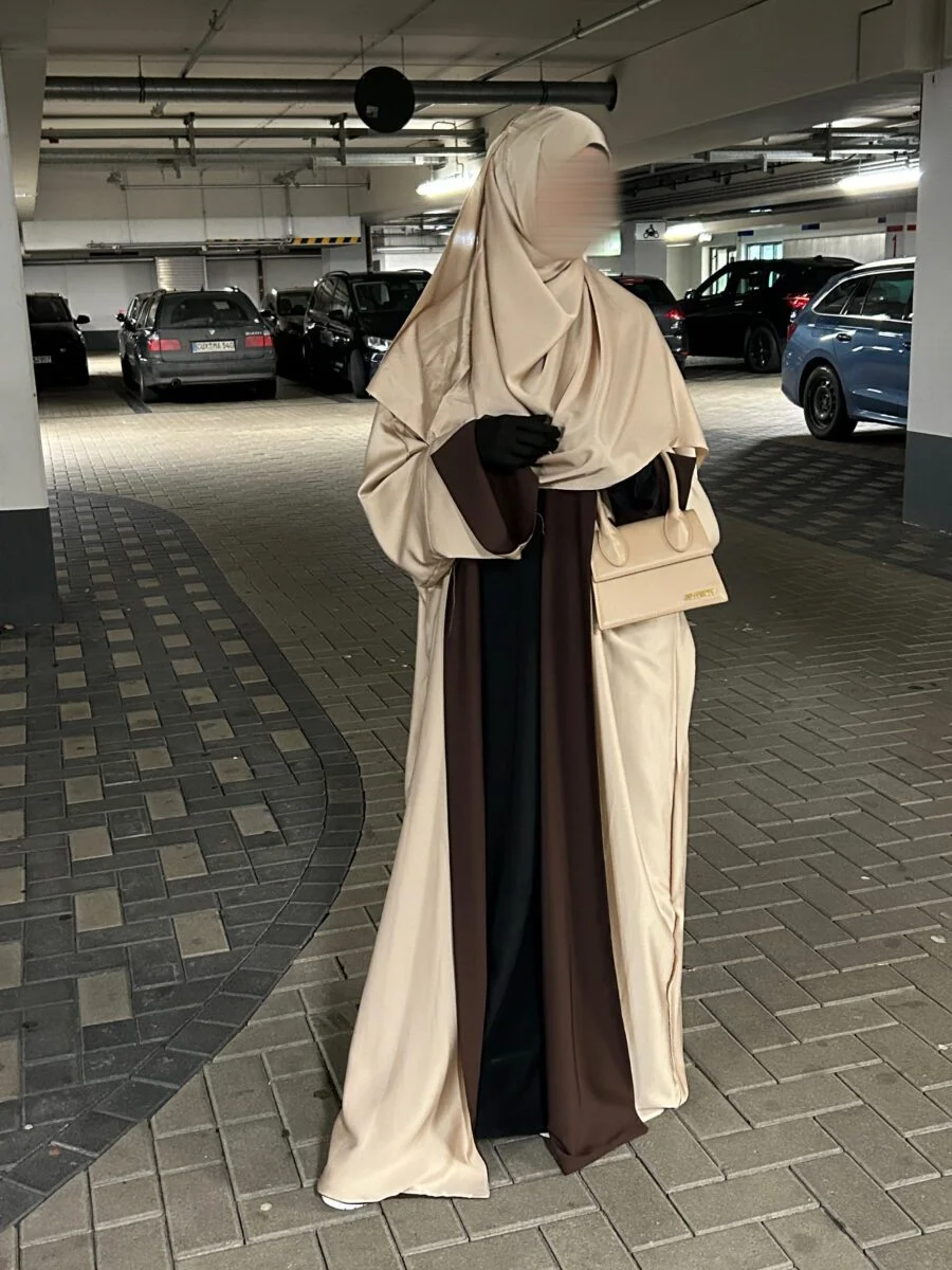 Double Sided Abaya 2 in 1 | Dunkelbraun - Kupfergold – Bild 2