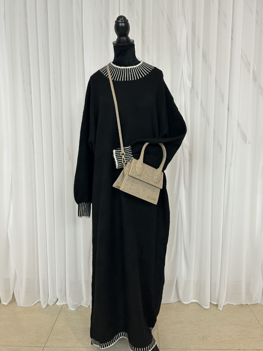 Premium winter Abaya with white detail